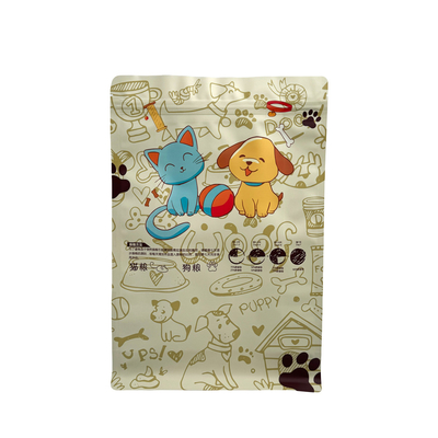 comprare Custom Premium 1.0kg Zip Lock Pet Dog Pet Cat Food Quad Seal Flat Bottom Bag Storage Packaging Bag online manufacture