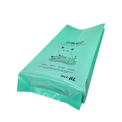 comprare Confezionato su misura 6L Green Back sigillato laterale Gusset riciclabile di plastica a vuoto sigillato sacchetti di imballaggio di lettiera per gatti con finestra chiara online manufacture