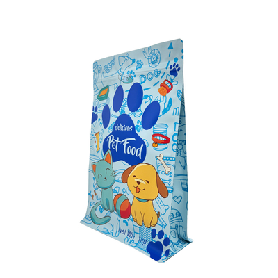 comprare 1.0kg Custom Blue Matte Pet Dog Product Food Packaging Bags Stand Up Flat Bottom Side Gusset Bags con Ziplock online manufacture
