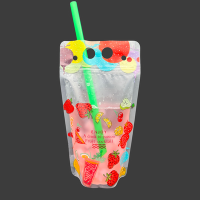comprare Verano colorato frutta gelata borse di plastica ricapribile bevanda con buchi di paglia buchi appesi per il succo ghiacciato online manufacture