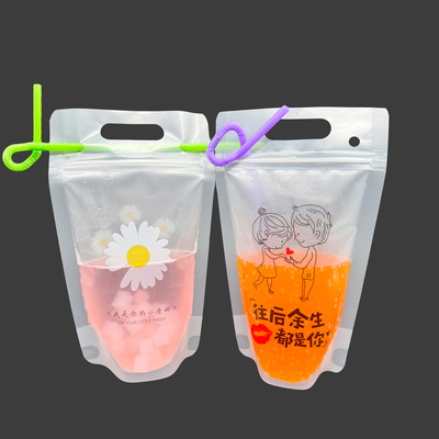 comprare 17 oz succo di frullato con cerniera ricaricabile sacchetti da bere con buchi appesi cannucce e canale online manufacture