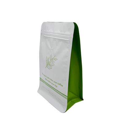 comprare 250g Flat Box Square Bottom Coffee Bag con Valve e Rip Zip Luxury Matte White Aluminum Foil Rivestito online manufacture