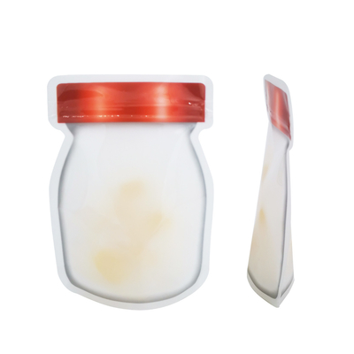 comprare Sacchetti Ziplock personalizzati ri-chiudibili Barattoli di muratore a forma eretta Sacchetti di imballaggio riutilizzabili con finestra per lo stoccaggio di cibo, snack online manufacture