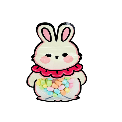 comprare Custom Lovely Rabbit Di taglio a striscia Forma Stand Up Window Bag Bags con cerniera per bambini Snacks Imballaggi alimentari online manufacture
