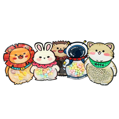 comprare Custom Design Animal Shape Stand Up Bags con Zipper Window Clear per bambini Snack, cibi secchi, caramelle, confezioni per biscotti online manufacture