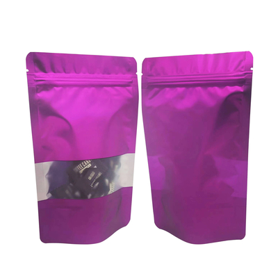 comprare Sigillo termico ri-chiudibile Color viola massello metallico Mylar Stand Up Ziplock Bags con finestrino trasparente per lo stoccaggio dei cibi online manufacture