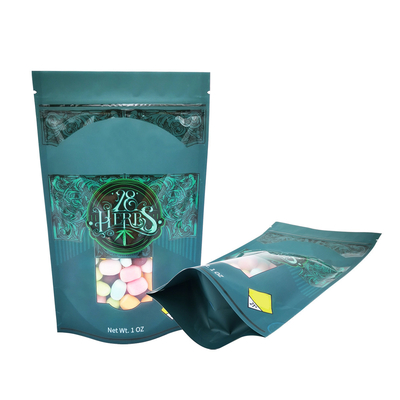 comprare 1 OZ Matte Spot UV Print Stand Up Bags con ziplock e finestra resealabili per imballaggi di erba, erbe, caramelle online manufacture