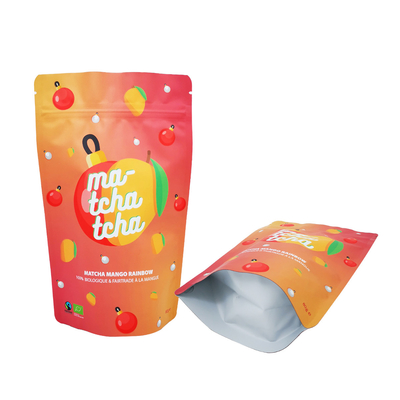 comprare Rainbow Design Elegante Matte Foil Liner Plastic Stand Up Bags Custom Con Zip Lock Per Polvere Di Matcha Mango online manufacture