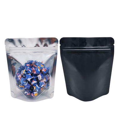 comprare Frontale chiaro nero opaco schiena 13Mil 3,5g Mylar Ziplock Stand Up Bags For Weed Flower Candy Snacks online manufacture