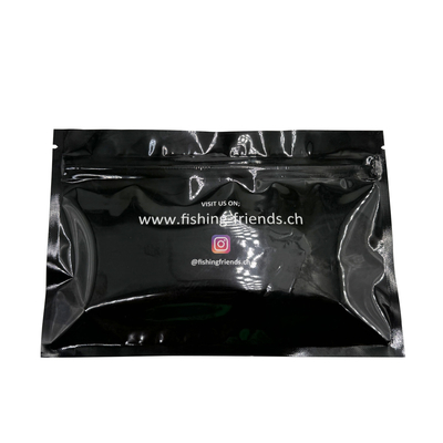 comprare Stampa su misura Nera Frontale Chiara Destra Foglio d'argento Rivestito Legato Flat Zipper Sacchetti Mylar per Esca di Pesca Imballaggio online manufacture