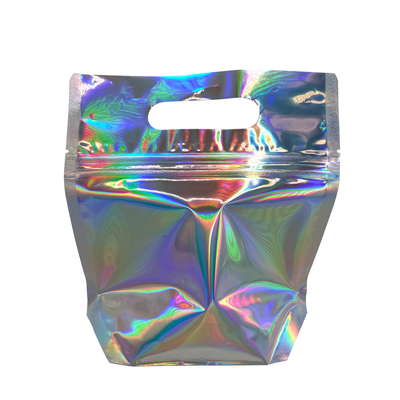 comprare Sacchetti ri-chiudibili olografici su misura Mylar Sacchetti a chiusura a chiusura con buco di maniglia per la festa online manufacture
