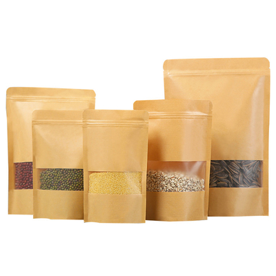 comprare In magazzino Kraft Stand Up Bags con cerniera ricaricabile per riso Spezie Fagioli Caramelle Snack online manufacture