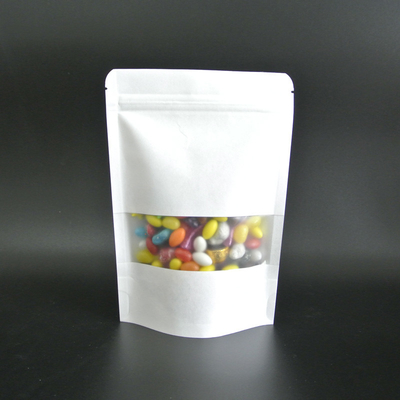 comprare Acqua resistente Matte Plastic Film Laminate Stand Up White Paper Bag con Zipper Window per snack, caramelle, imballaggi alimentari online manufacture