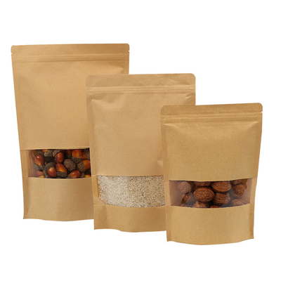 comprare Kraft PLA Bio Degradable Stand Up Bag Bags con finestra chiusa e ziplock per frutta secca Snack cereali online manufacture