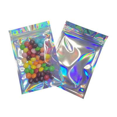 comprare 6x9 pollici antiodore piatto di foglio ricapsulabile sacchetti con cerniera olografica Mylar per feste Favor Food Storage Food Packaging online manufacture