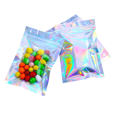 comprare 4 * 6 pollici di tenuta termico taglio top di laminazione di alluminio foglio olografico sacchetti di cerniera Mylar per alimenti gioielli Make-up di conservazione online manufacture
