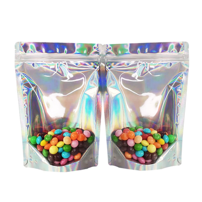 comprare 5x7 pollici Ziplock termicamente sigillabile Holographic resealable Stand Up pouches per le feste imballaggio aziendale immagazzinaggio alimentare online manufacture