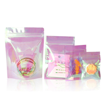 comprare 13x18x3cm Laser Hologram Rainbow Pink Stand Up Bag Bag con cerniera per caramelle, gioielli, confezioni di accessori online manufacture