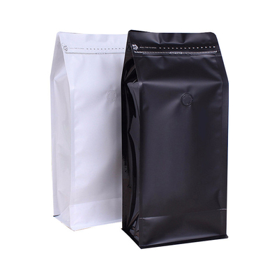 comprare 1lb Bianco Nero Barriera alta Tasca da caffè a fondo piatto Folio in alluminio con serratura a valvola online manufacture