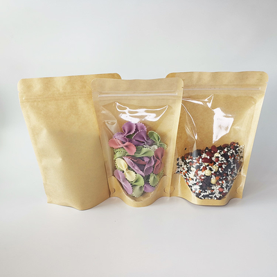 comprare Imprimito in gravura su misura Front Clear Stand Up Kraft Paper Bag Proof di umidità per imballaggi alimentari online manufacture