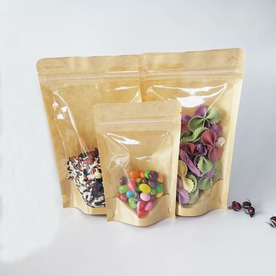 comprare Matt Laminazione Zipper Sigillo termico Kraft Stand Up pouches con finestra stampa digitale per sacchetti di imballaggio alimentare online manufacture