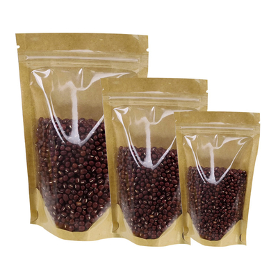comprare Chiara parte anteriore posteriore in piedi carta kraft sigillabile sacchetti a cerniera per alimenti noci secche foglie di tè imballaggio immagazzinamento online manufacture