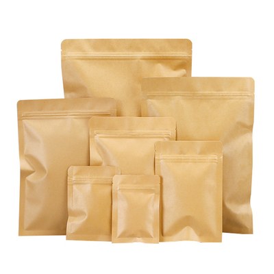 Carta kraft impermeabile con cerniera piatta con sacchetti di cerniera personalizzati rivestiti con foglio di alluminio