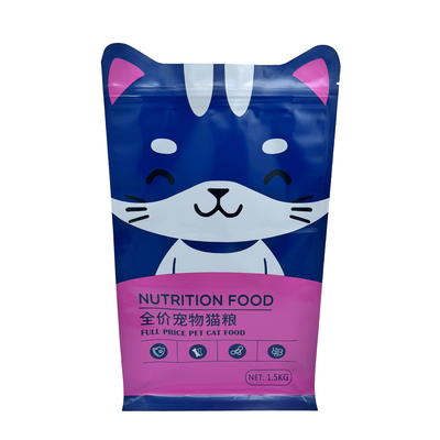 1.5kg Disegno in forma di gatto personalizzato Stand Up Flat Box Bottom Pet Cat Food Packaging Bags Bag con cerniera ricapsulabile
