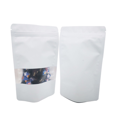 Superficie bianca opaca riutilizzabile Sacchetti Stand Up Mylar per imballaggi per la conservazione degli alimenti con ziplock e finestra ricaricabili