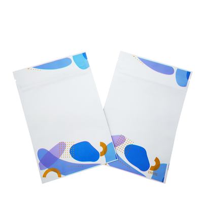 Tasse di imballaggio per maschere facciali stampate su misura a prova di luce di plastica a sigillo a 3 lati di alluminio rivestito con foglio di alluminio