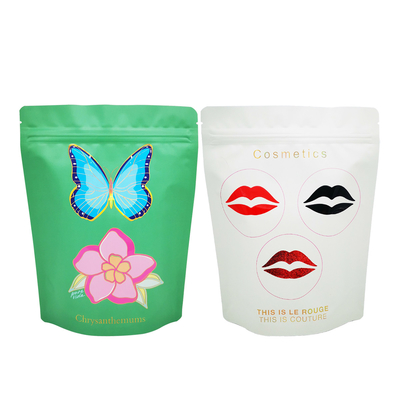 Luxury Design Glossy Spout UV Stampato Borse Richiudibili Personalizzate Con Zipper Per Imballaggi Cosmetici