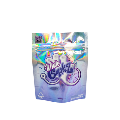 Sacchetti alimentari Mylar in argento olografici ri-chiudibili 3.5g disegno speciale