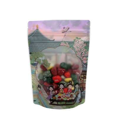 Borse in plastica in stile classico cinese con finestra trasparente e cerniera per il cibo