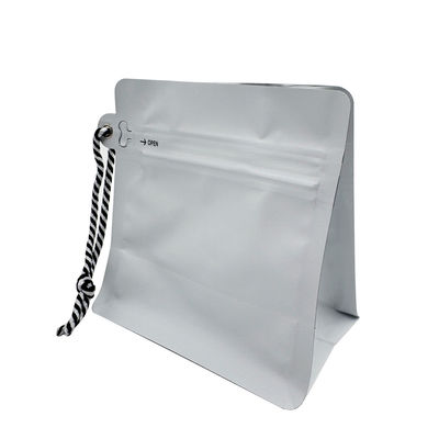 250g 0.5lb 8oz di foglio bianco opaco fondo piatto sacchetto da caffè con cerniera laterale e corda