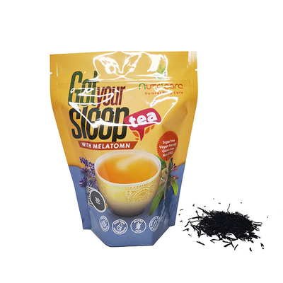 Disegno personalizzato Involucro in foglio di alluminio Tasse da tè Stand Up Packaging per foglie di tè fresche Foglie di tè sciolte Caffè Fagioli Cibo