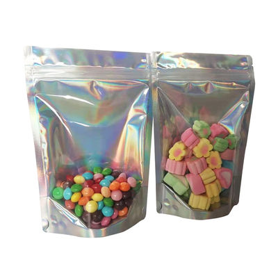 Sigillo termico chiusura chiusura a cerniera sacchetti a posa olografici con guarnizione fondo trasparente anteriore per imballaggio alimentare