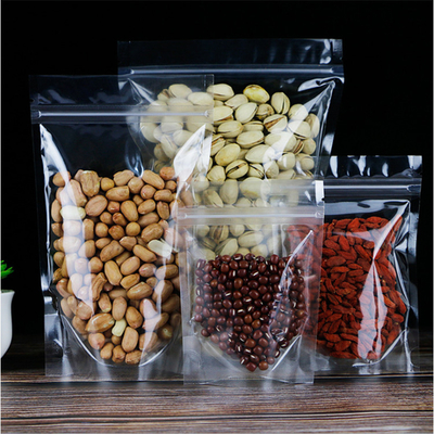 Sacchetti in plastica chiari e chiudibili con chiusura a zip con incisione a lacrime per caramelle, snack, frutta secca, imballaggi alimentari