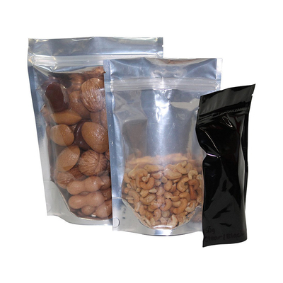 Personalizzabile Blank Front trasparente di alluminio Foil Stand Up sacchetto Ziplock sacchetti per il cibo
